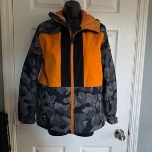 Quicksilver Camouflage and Orange Ski Jacket